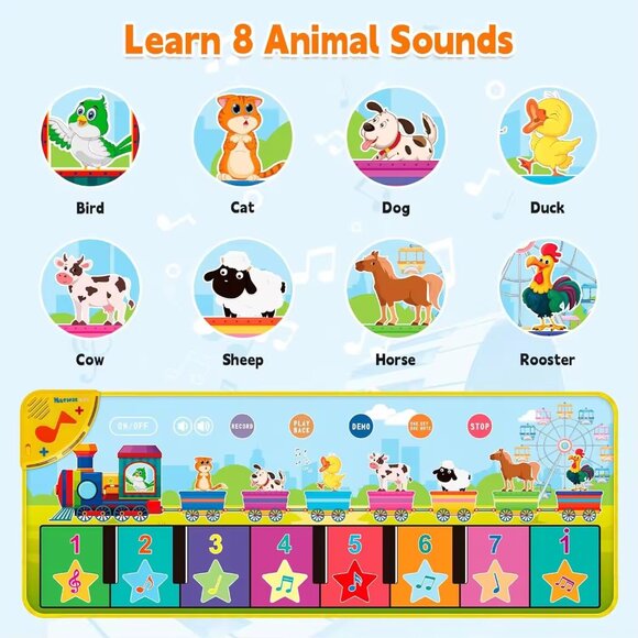 Floor Piano Mat for Toddlers 1-3 with Music Sounds Educational Baby Musical Toys - Picture 11 of 12